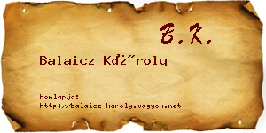 Balaicz Károly névjegykártya